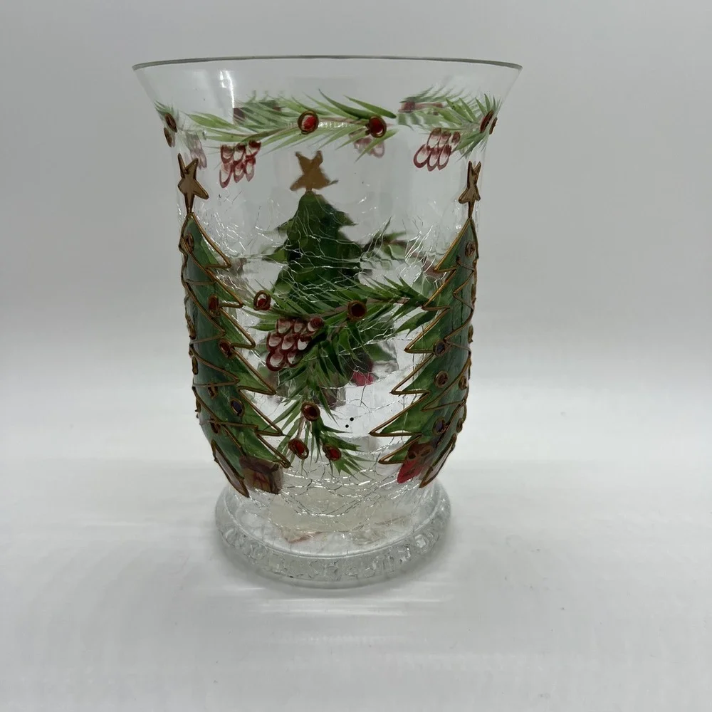 Fifth Avenue‎ Crystal Christmas Tree Hurricane Tea Light Pillar Candle Holder 6